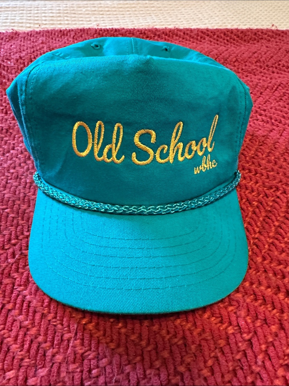 Old School Embroidered Teal Hat